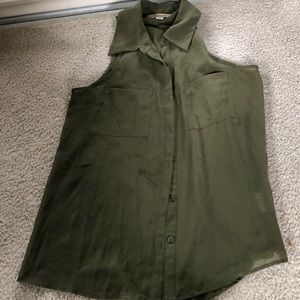 Sheer green collared blouse